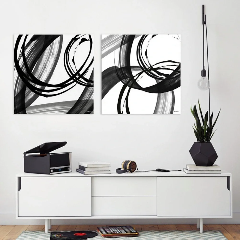 Artissimo Designs Black and White Pop Hand Embellished Canvas